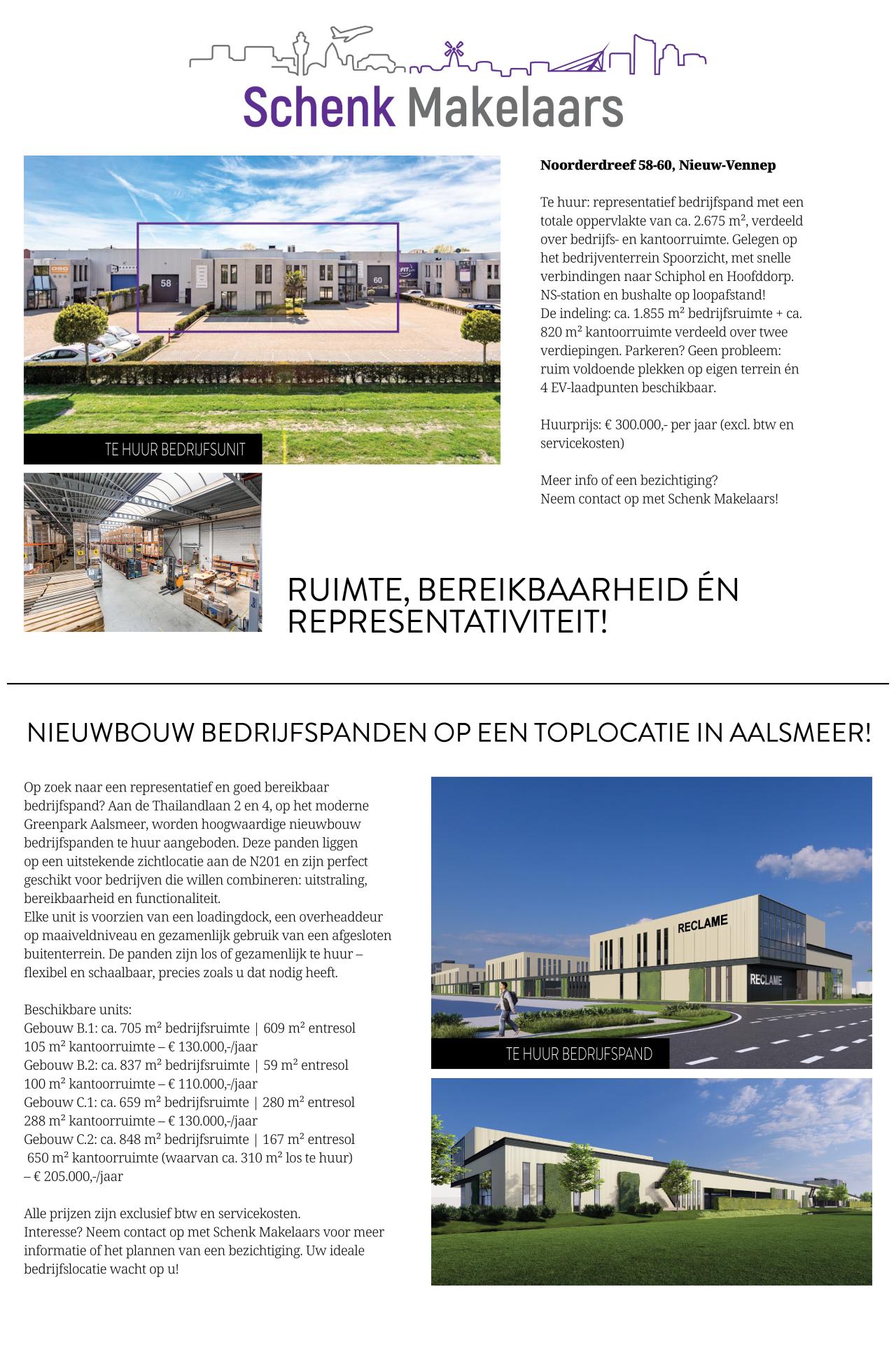 Advertentie Schenk Makelaars
