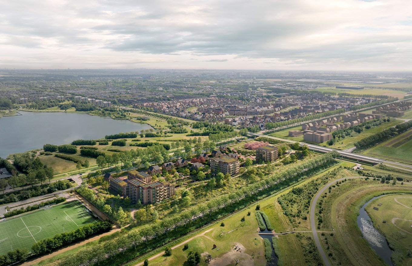 Artist Impression Victoria Gardens vanuit de lucht gezien