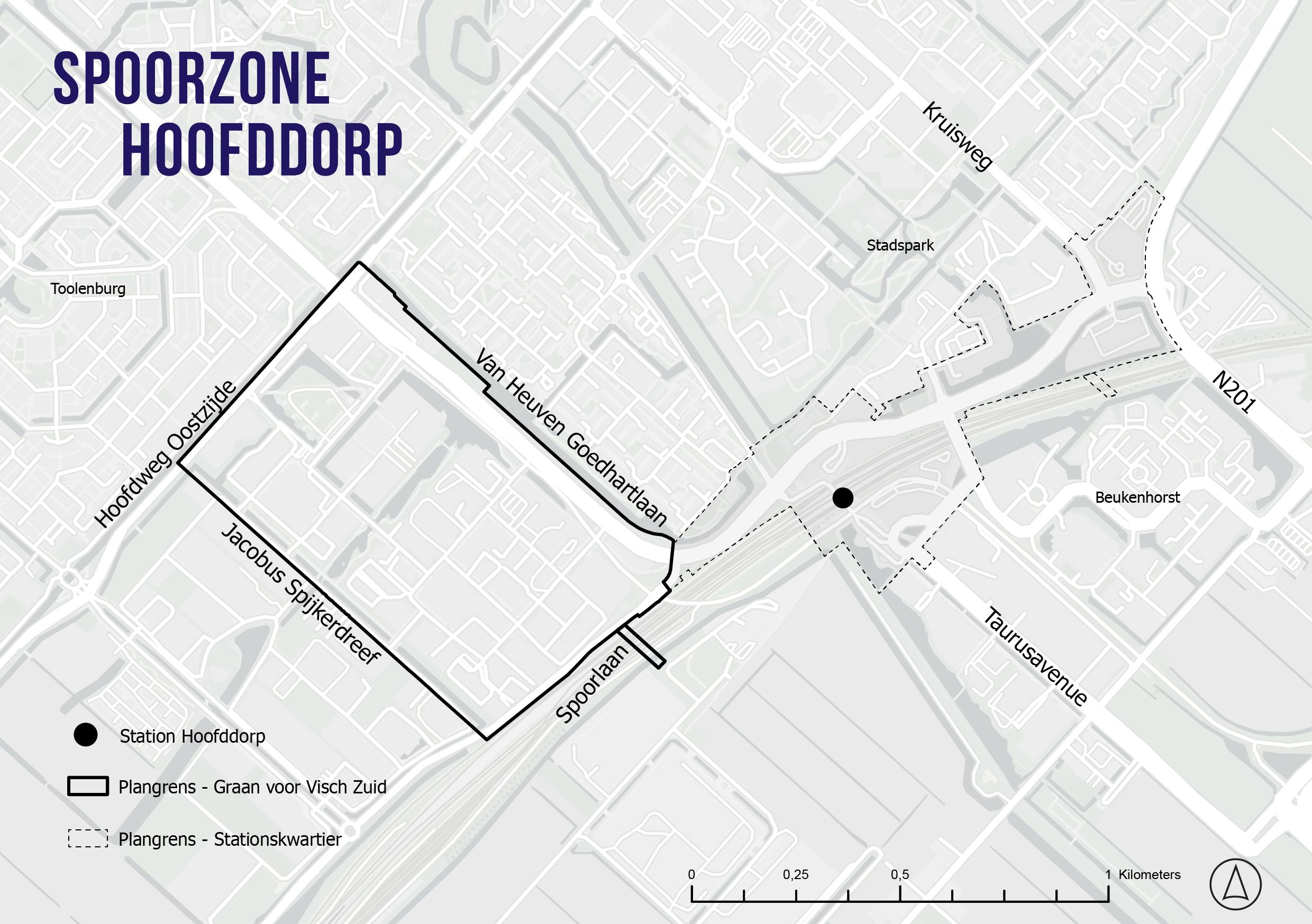 Kaart Spoorzone Hoofddorp