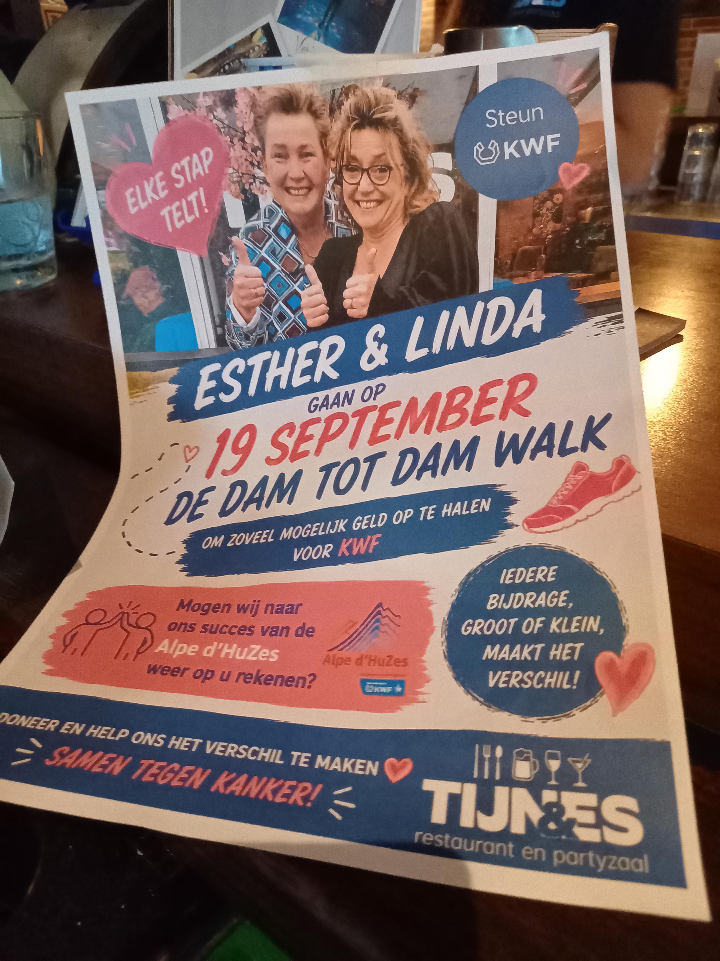 Ester en Linda flyer Dam tot Dam